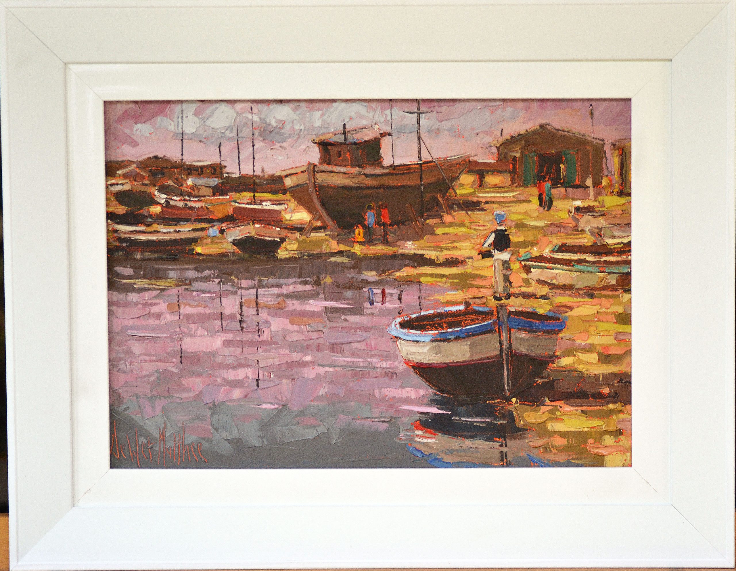 De Wet Matthee - Harbour Scene - Framed De Wet Matthee - Harbour Scene - Framed
