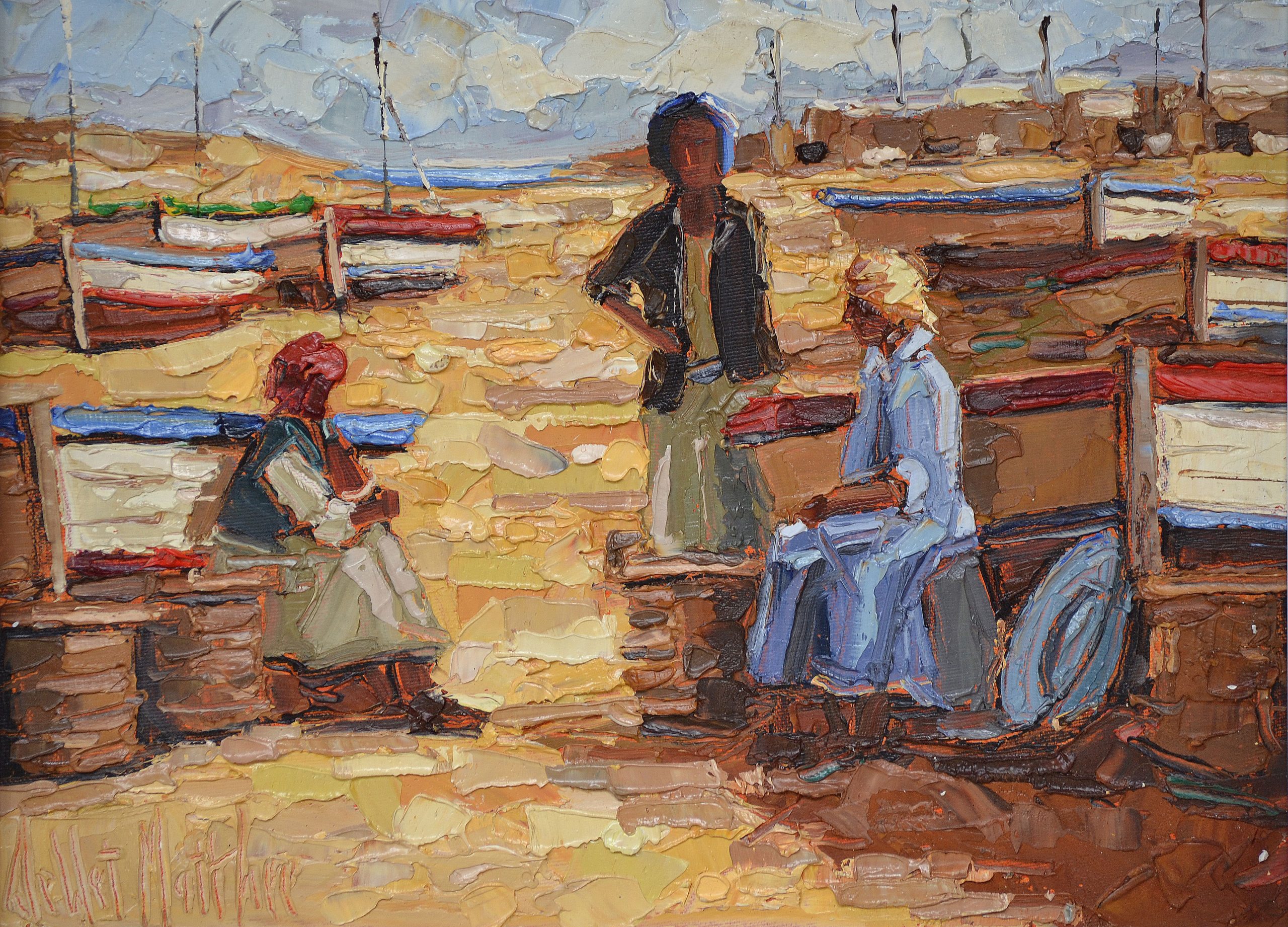 De Wet Matthee - Ladies Cleaning Fish - Artwork De Wet Matthee - Ladies Cleaning Fish - Artwork