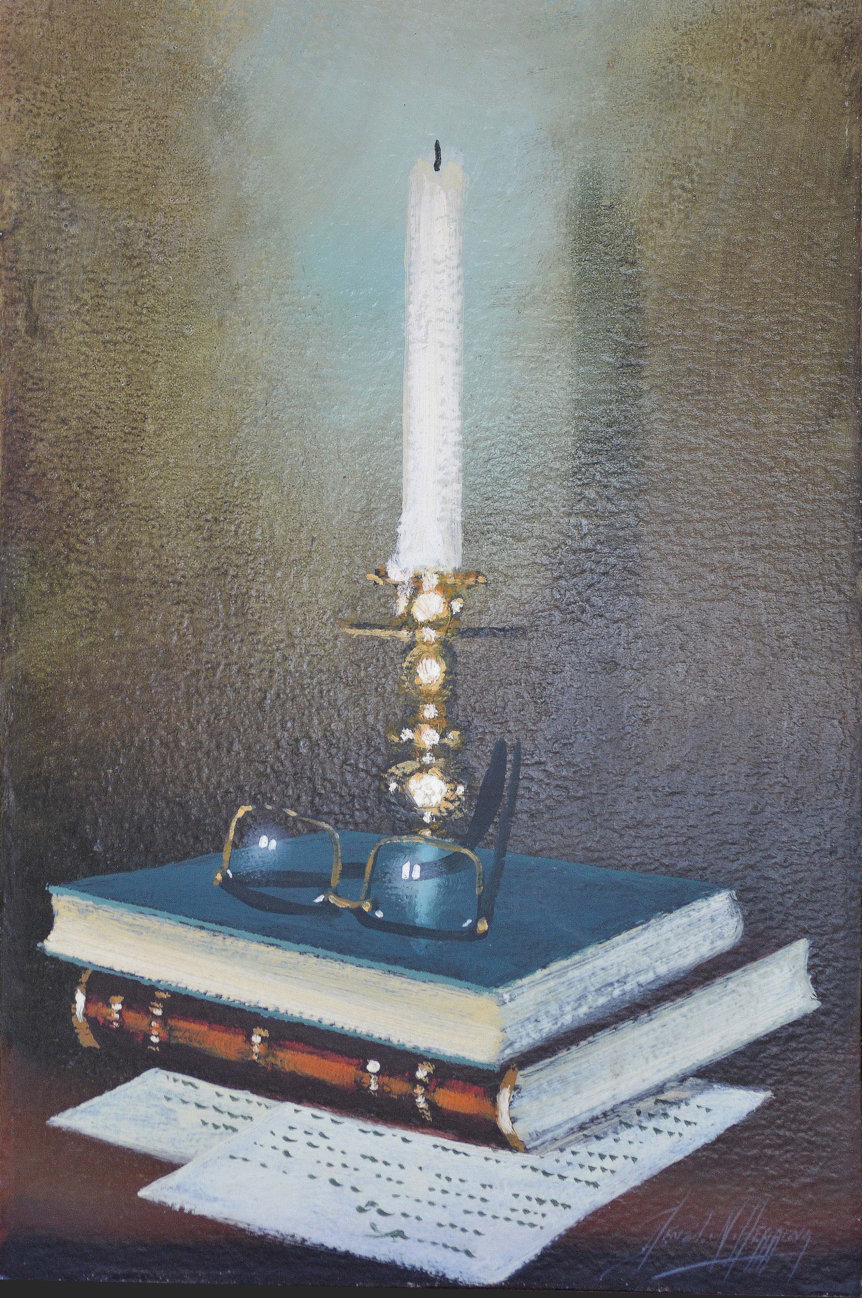 Denzil Herring - Still-life Candle and Books - Artwork Denzil Herring - Still-life Candle and Books - Artwork