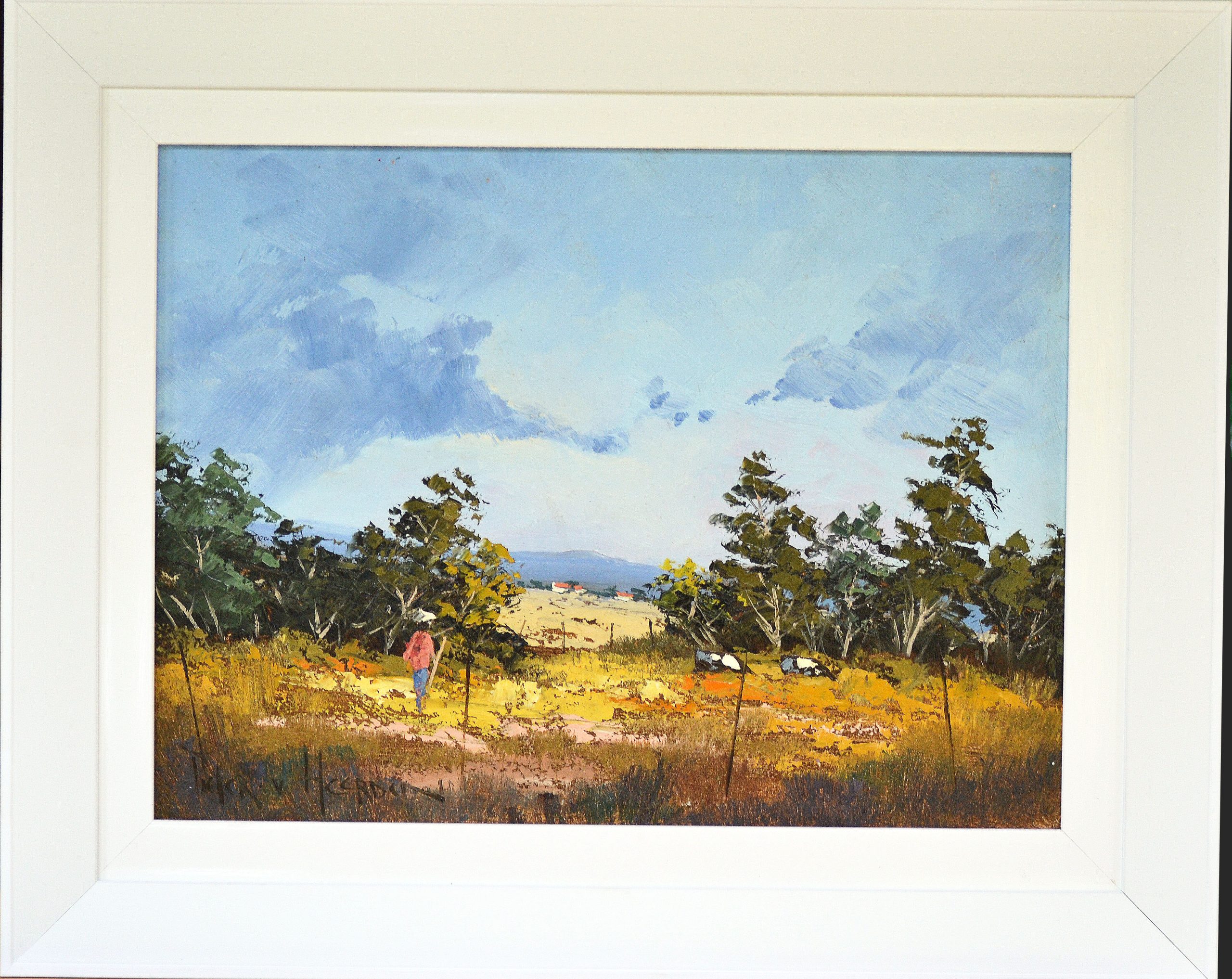 Pieter van Heerden - Herdboy and Cows - Framed Pieter van Heerden - Herdboy and Cows - Framed